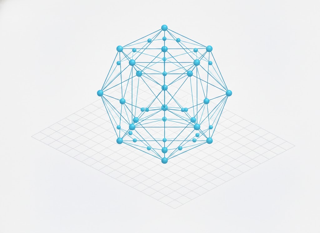 Abstract structural geometry with clean lines and grid pattern, representing systematic organization